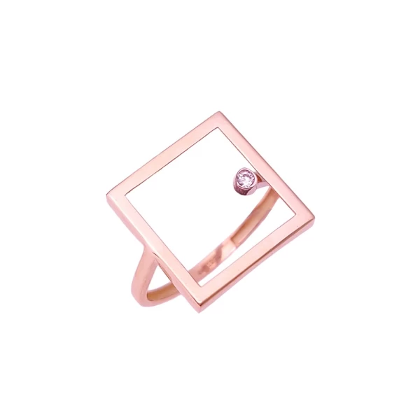 انگشتر زنانه هندسی لوکس (مدل آوانگارد با نگین‌های میکرو)
