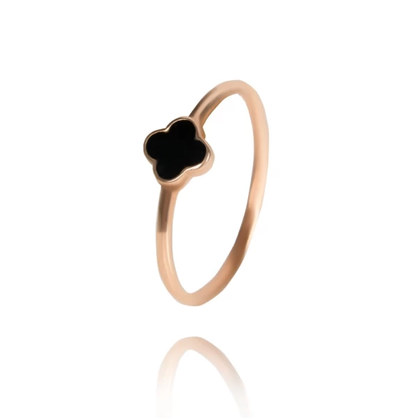 انگشتر زنانه طرح ونکلیف (Van Cleef) با صدف مشکی
